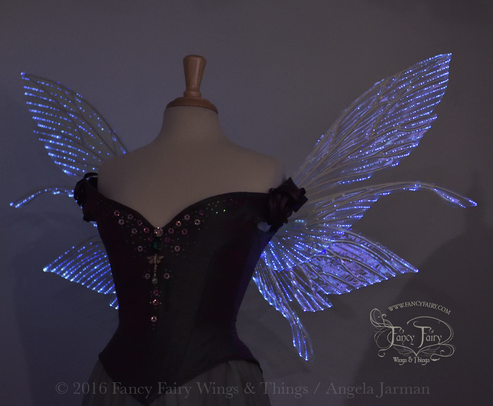 Salome Light Up Iridescent Fairy Wings in Ultraviolet with Pearl Veins & White Lights