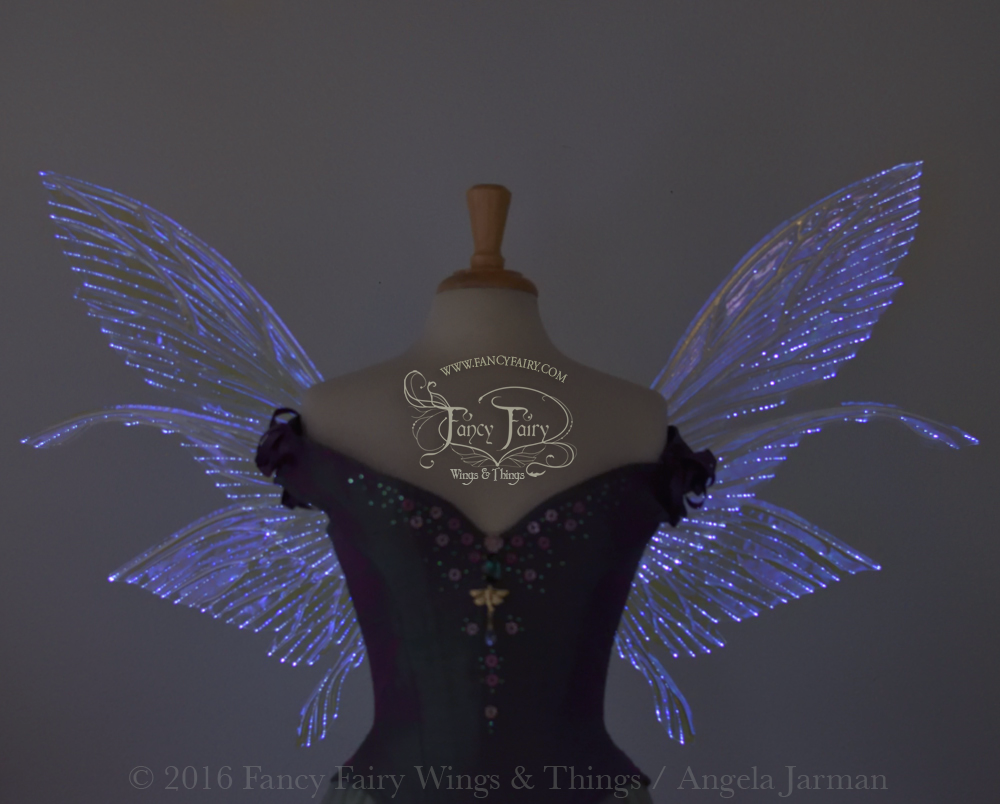 Salome Light Up Iridescent Fairy Wings in Ultraviolet with Pearl Veins & White Lights