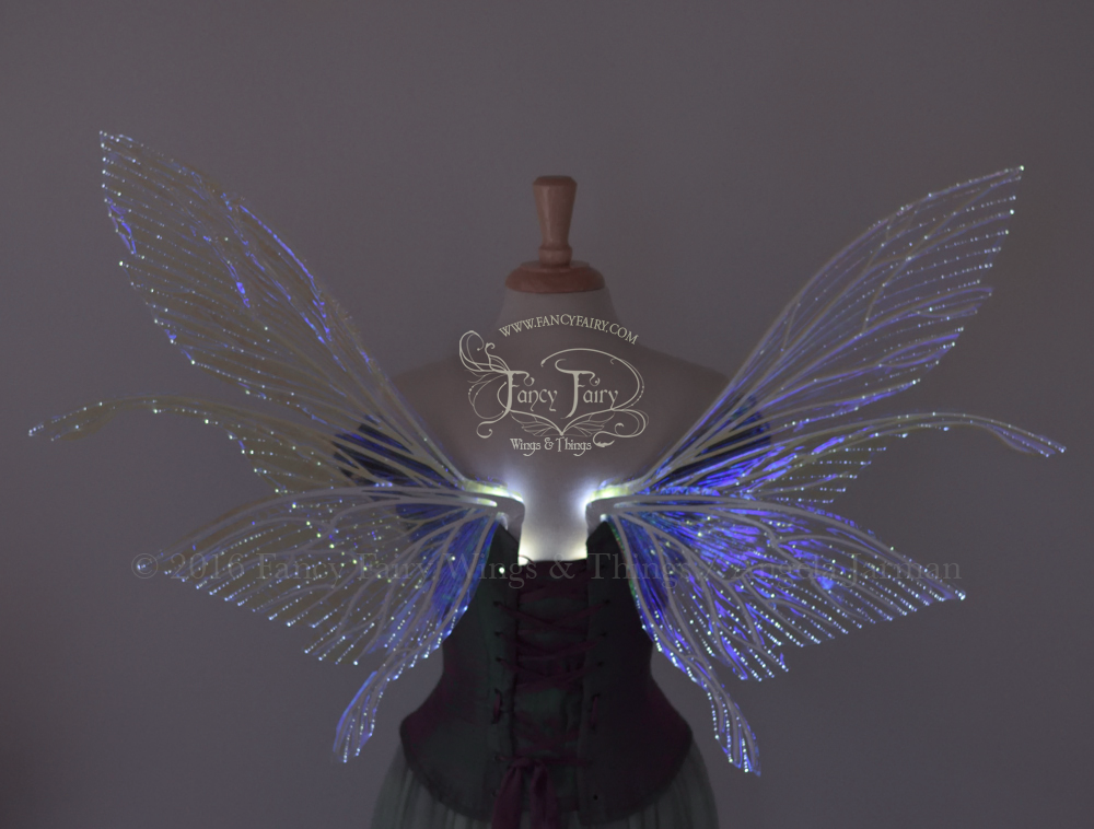 Salome Light Up Iridescent Fairy Wings in Ultraviolet with Pearl Veins & White Lights