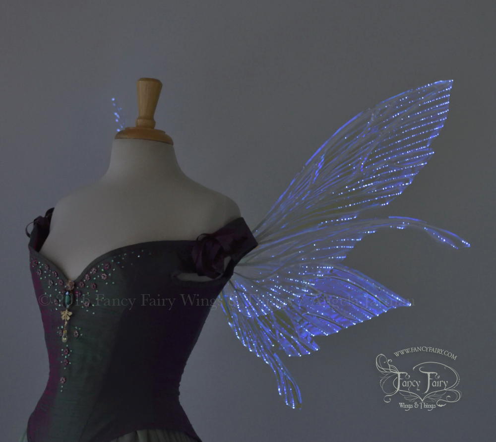 Salome Light Up Iridescent Fairy Wings in Ultraviolet with Pearl Veins & White Lights