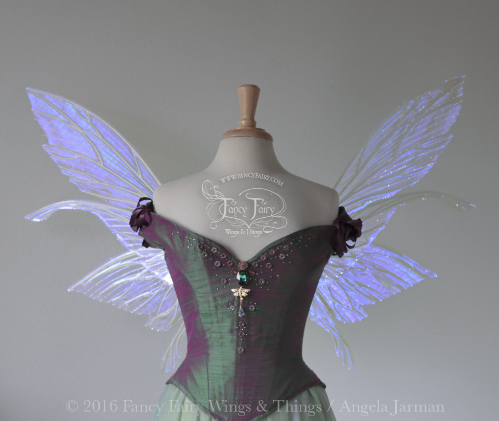 Salome Light Up Iridescent Fairy Wings in Ultraviolet with Pearl Veins & White Lights