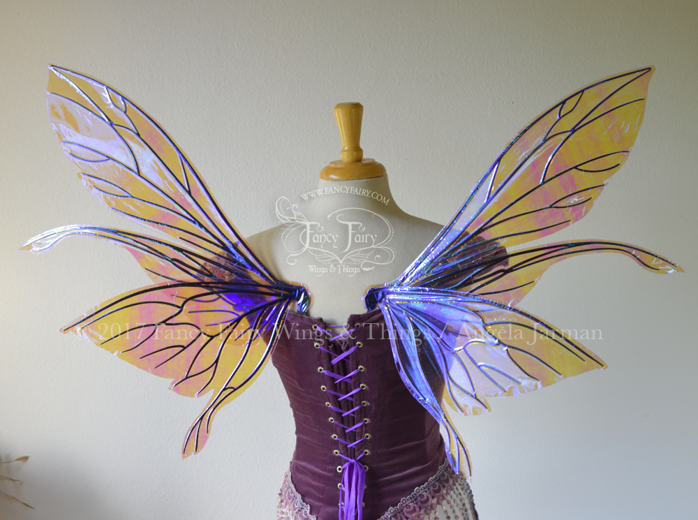 Salome Iridescent Fairy Wings in Lilac with Black Veins