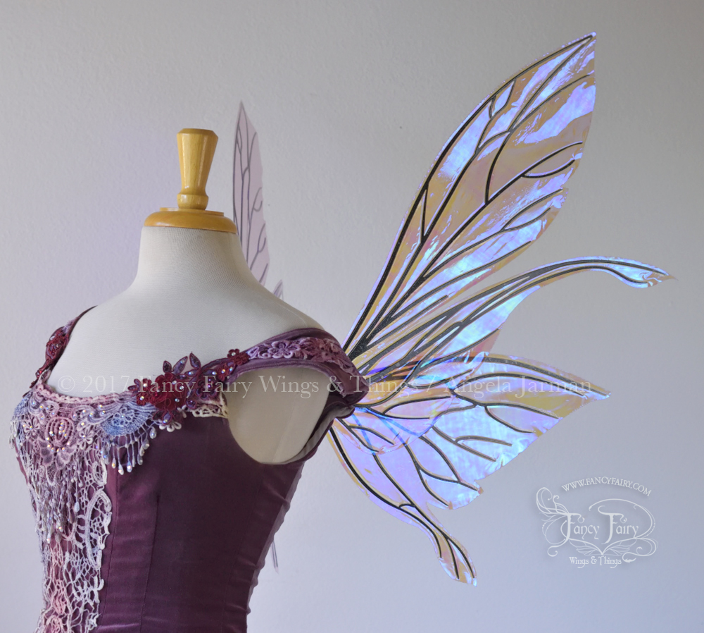 Salome Iridescent Fairy Wings in Lilac with Black Veins