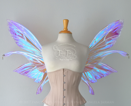 Salome "Sugar Plum Fairy" Painted Iridescent Fairy Wings with Flocking & Crystals