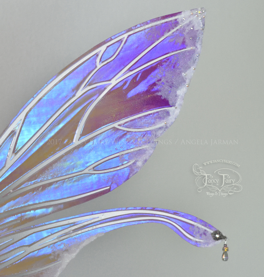 Salome "Sugar Plum Fairy" Painted Iridescent Fairy Wings with Flocking & Crystals