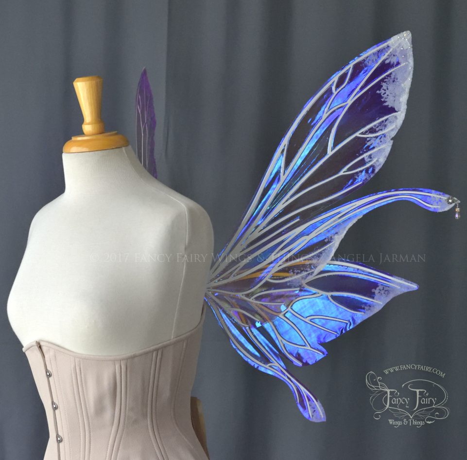 Salome "Sugar Plum Fairy" Painted Iridescent Fairy Wings with Flocking & Crystals