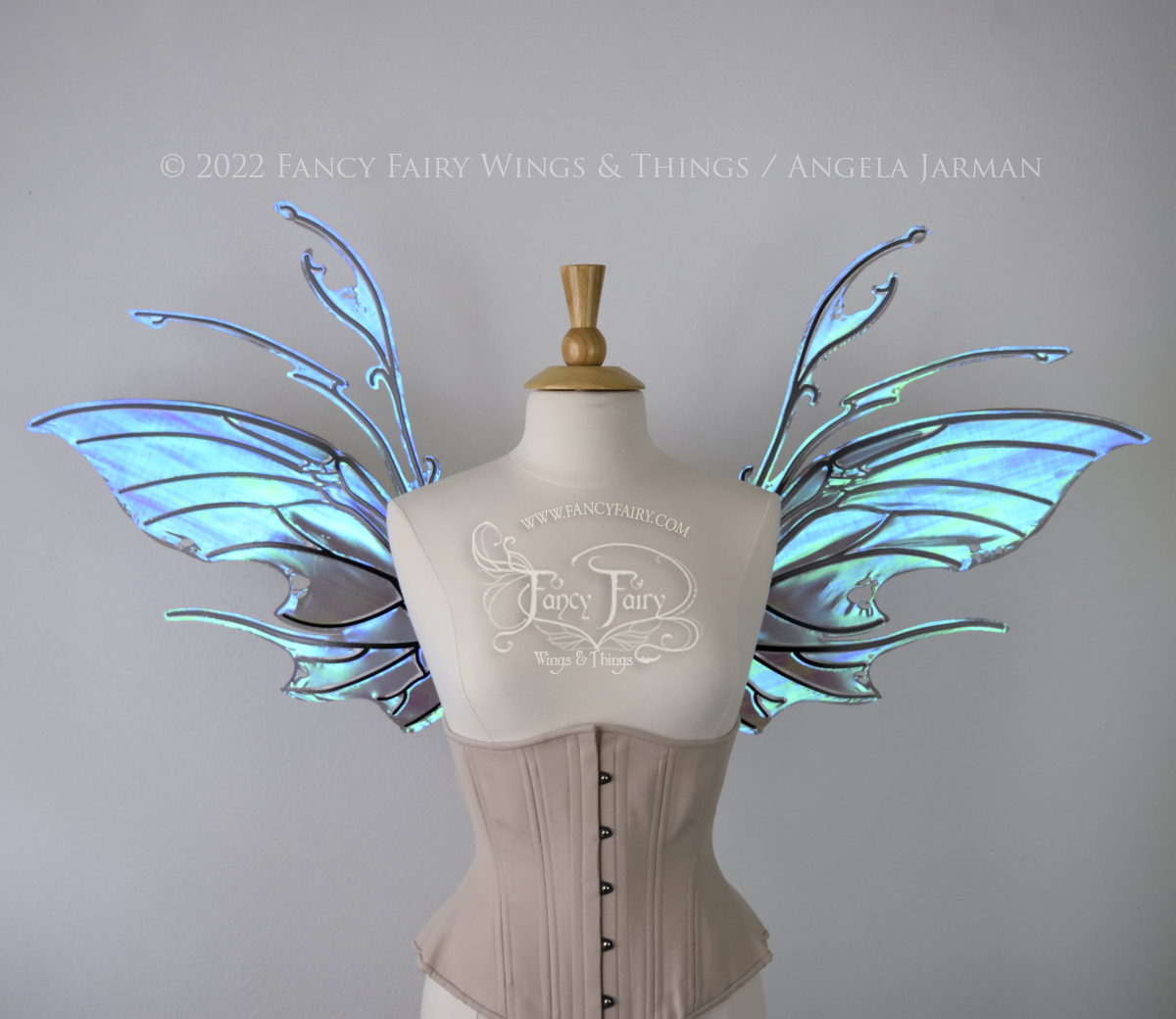 Scythe Iridescent Fairy Wings in Dark Crystal with Black Veins, Ready to Ship