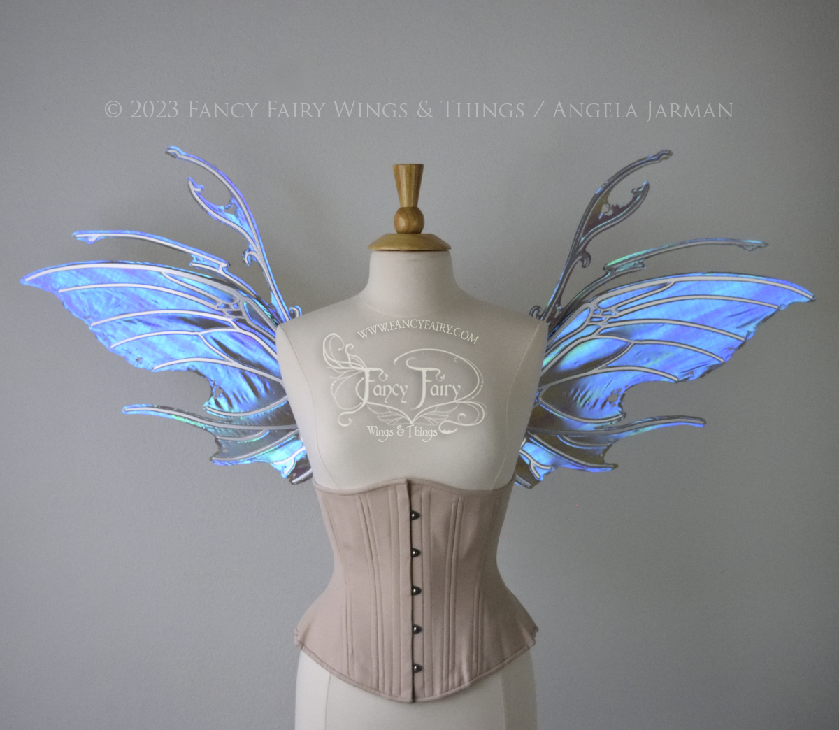 Scythe Iridescent Fairy Wings in Dark Crystal with silver Veins, Ready to Ship