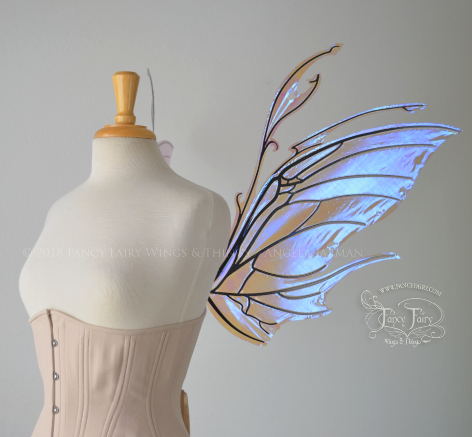 Scythe Iridescent Fairy Wings in Lilac with Black Veins