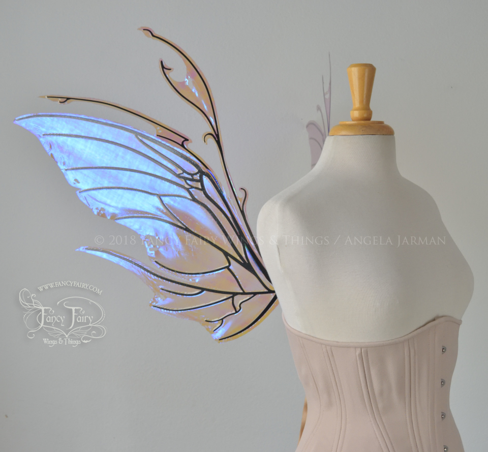 Scythe Iridescent Fairy Wings in Lilac with Black Veins