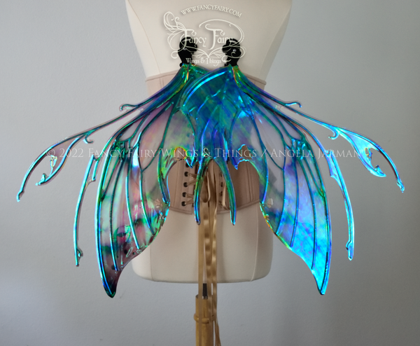 Scythe Iridescent Painted Fairy Wings with Black Veins, Ready to Ship ...