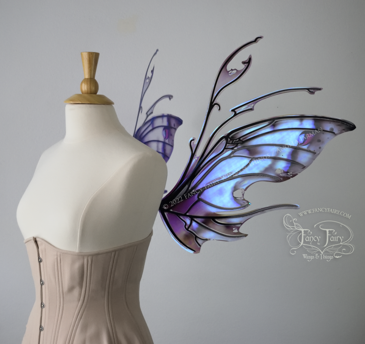 Scythe Iridescent Painted Fairy Wings with Black Veins, Ready to Ship