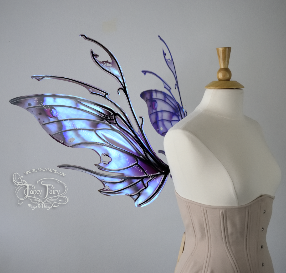 Scythe Iridescent Painted Fairy Wings with Black Veins, Ready to Ship