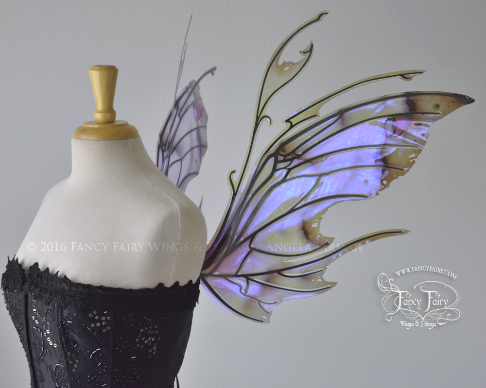 Scythe Painted Iridescent Fairy Wings with Black Veins