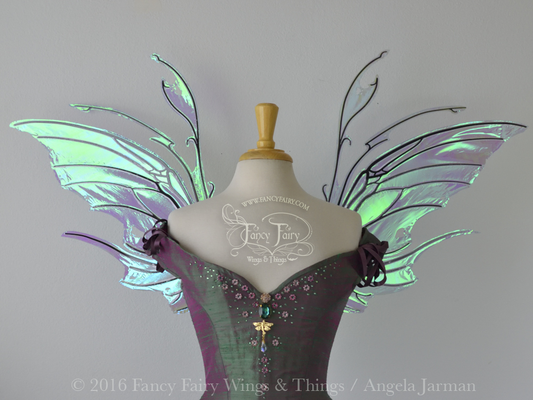 Scythe Iridescent Fairy Wings in Blue with Black Veins