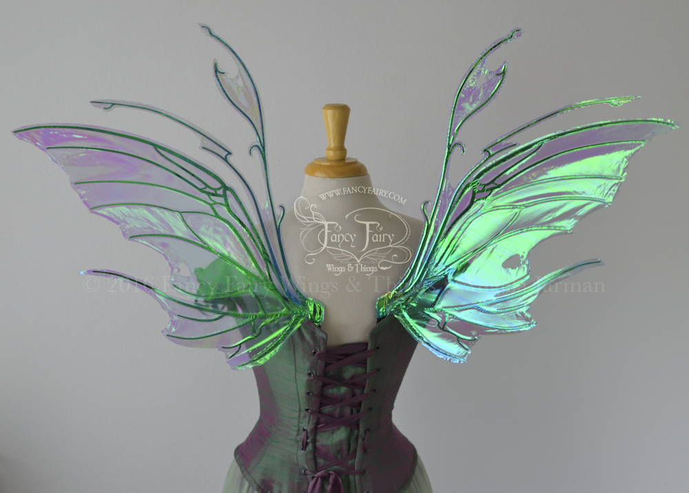 Scythe Iridescent Fairy Wings in Blue with Black Veins