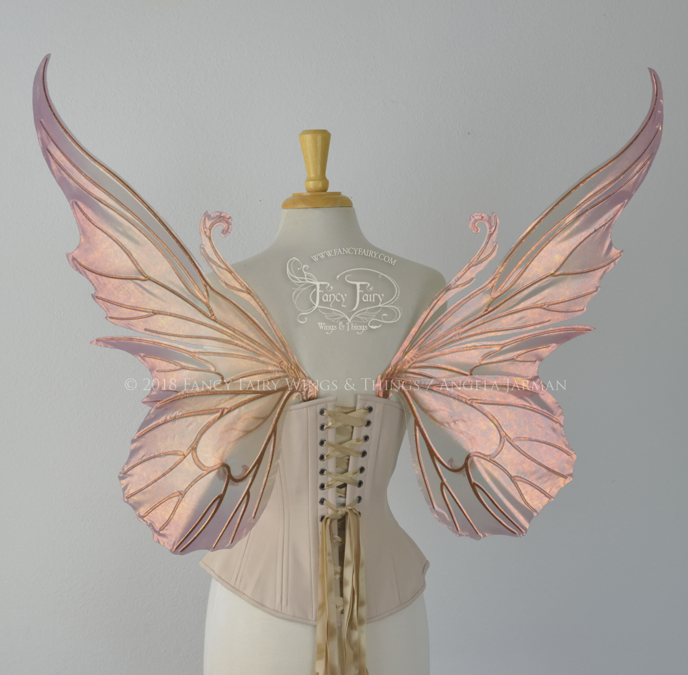 Serena / Guinevere Layered Iridescent Fairy Wings in Rose Gold Plum Ombre with Copper veins