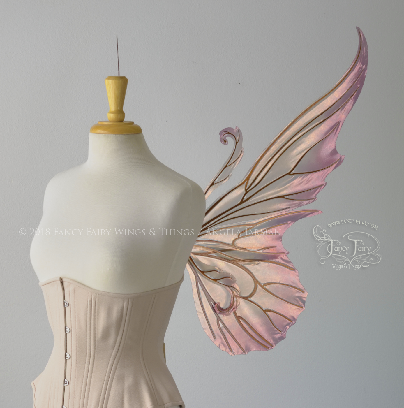 Serena / Guinevere Layered Iridescent Fairy Wings in Rose Gold Plum Ombre with Copper veins