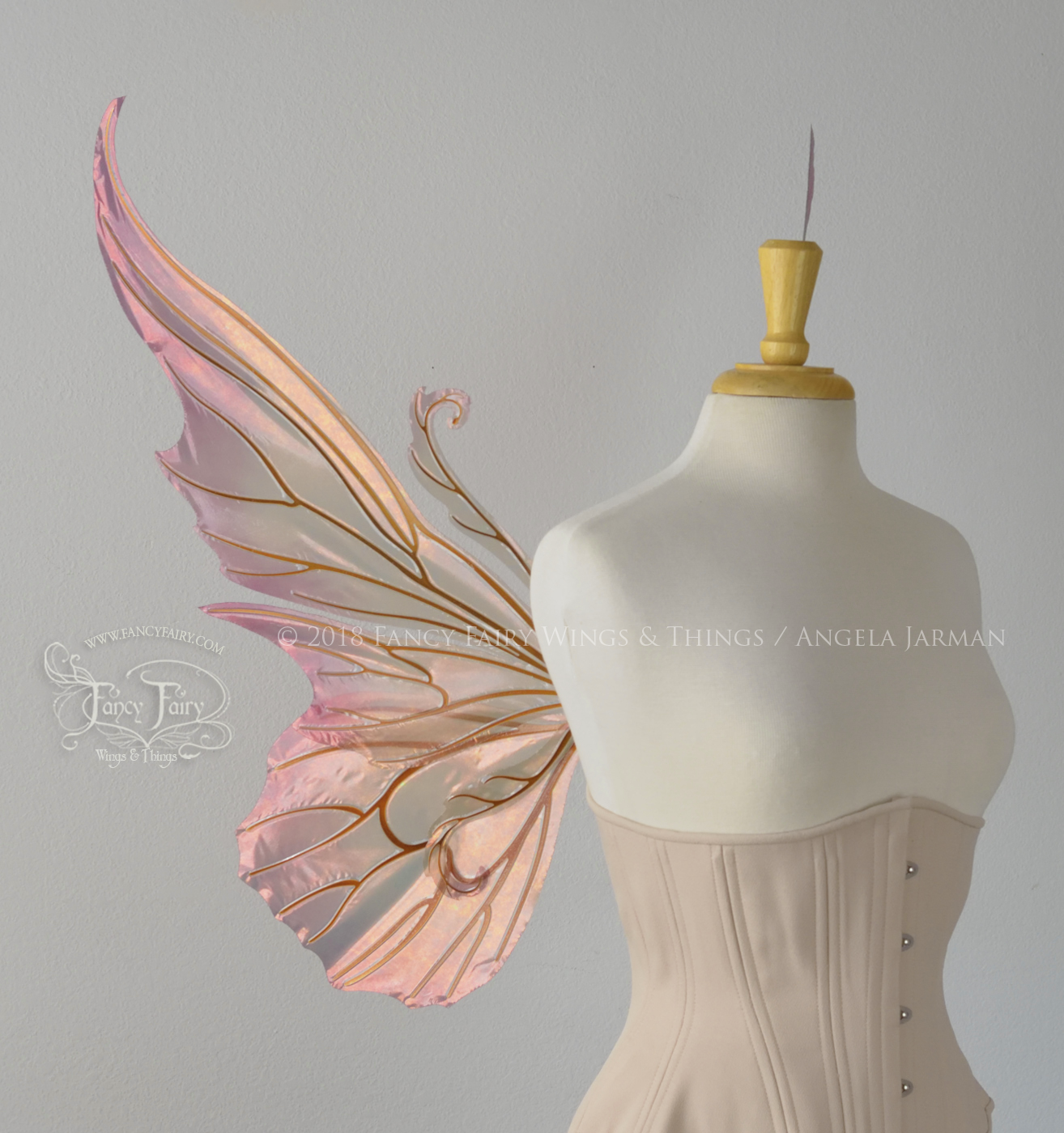 Serena / Guinevere Layered Iridescent Fairy Wings in Rose Gold Plum Ombre with Copper veins