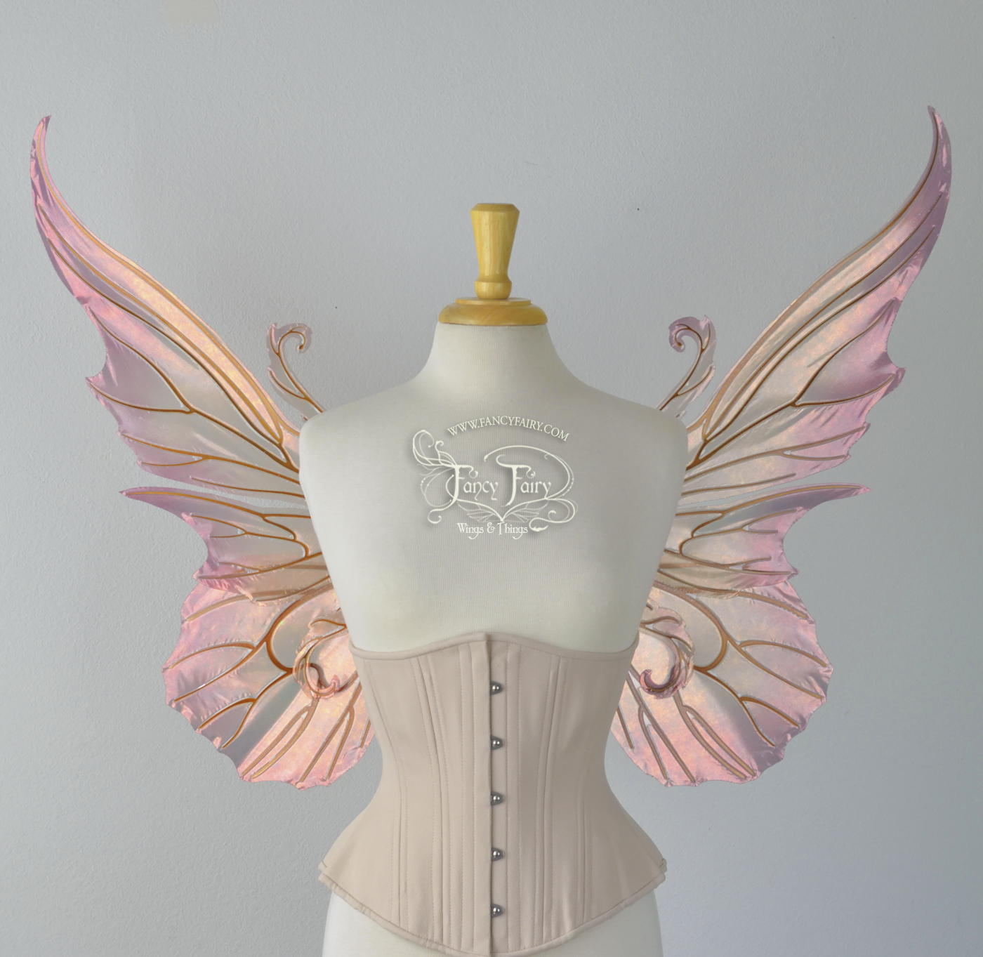 Serena / Guinevere Layered Iridescent Fairy Wings in Rose Gold Plum Ombre with Copper veins