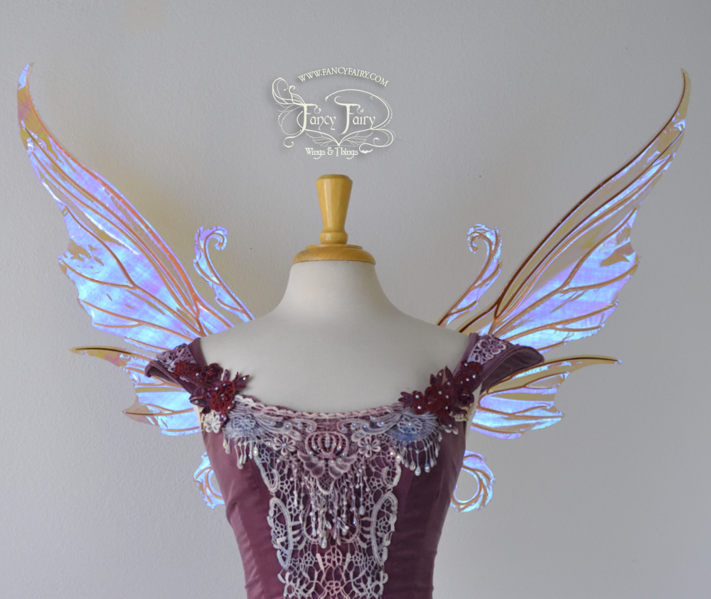 Serena Iridescent Fairy Wings in Lilac with Copper veins