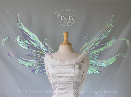 Serena / Vivienne Hybrid Iridescent Fairy Wings in Aquamarine with Pearl veins