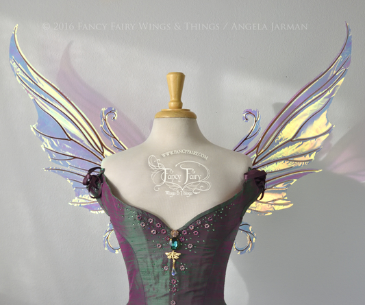 Serena Iridescent Fairy Wings in Clear Diamond Fire with Copper veins