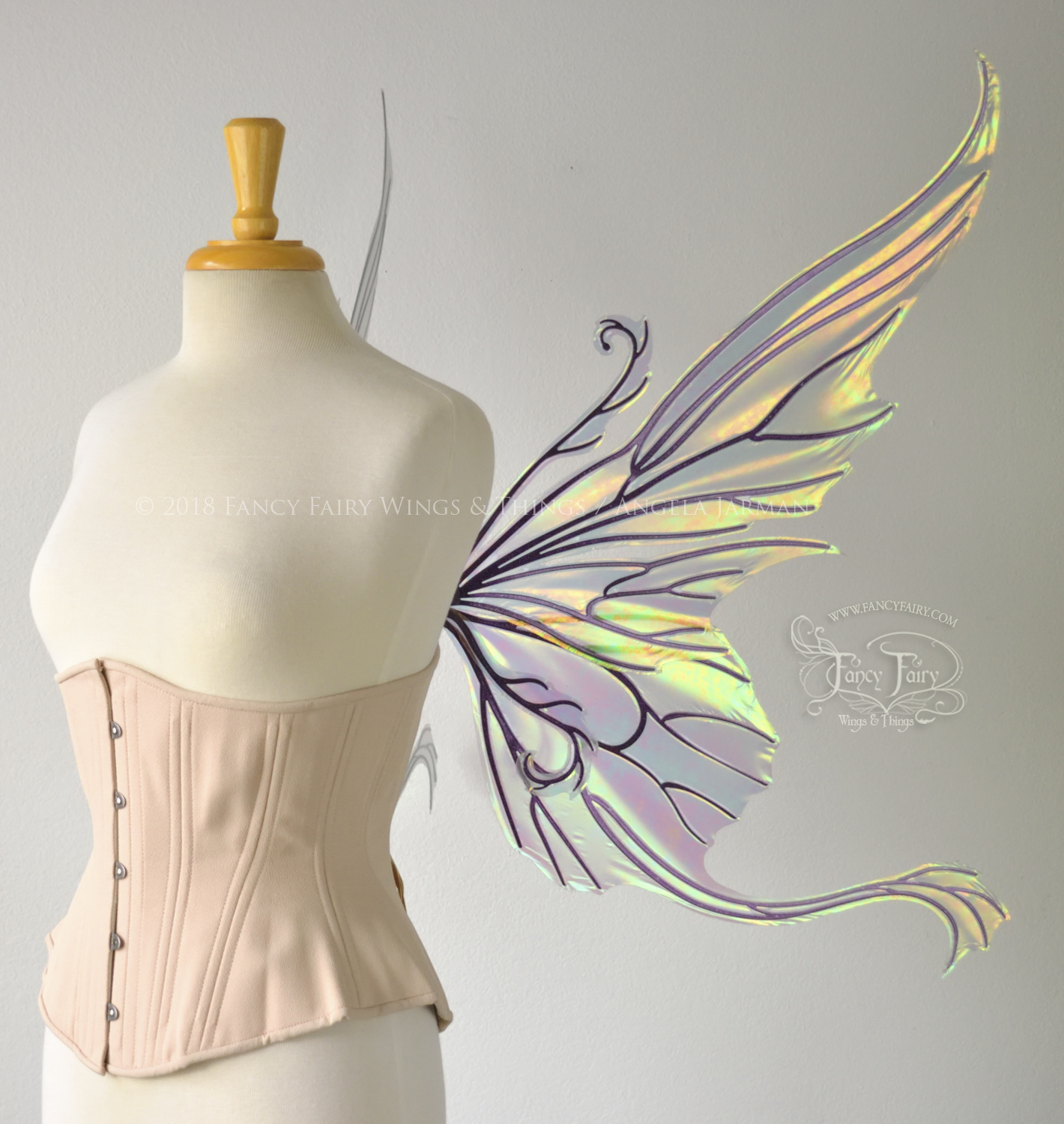 Serenity Queen Convertible Iridescent Fairy Wings in Patina Green with Chameleon veins