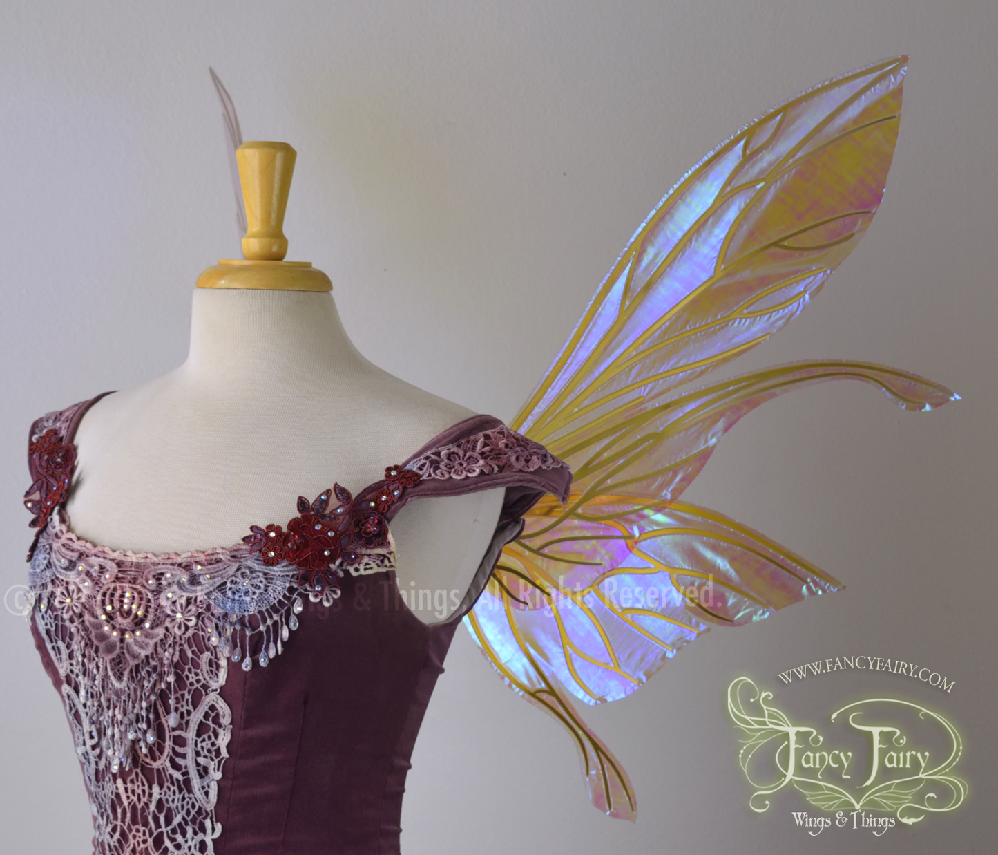 Salome Iridescent Fairy Wings in Lilac with Gold veins