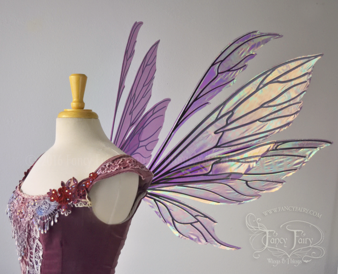 Aynia Iridescent Fairy Wings in Purple with Black veins