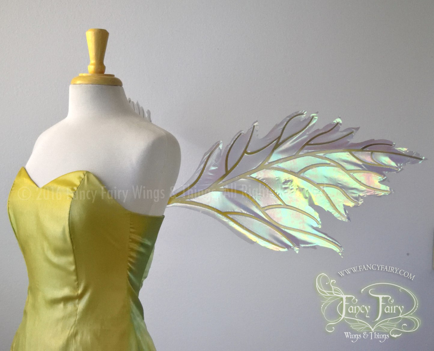 Rowan Iridescent Fairy Wings in Patina Green with Gold veins