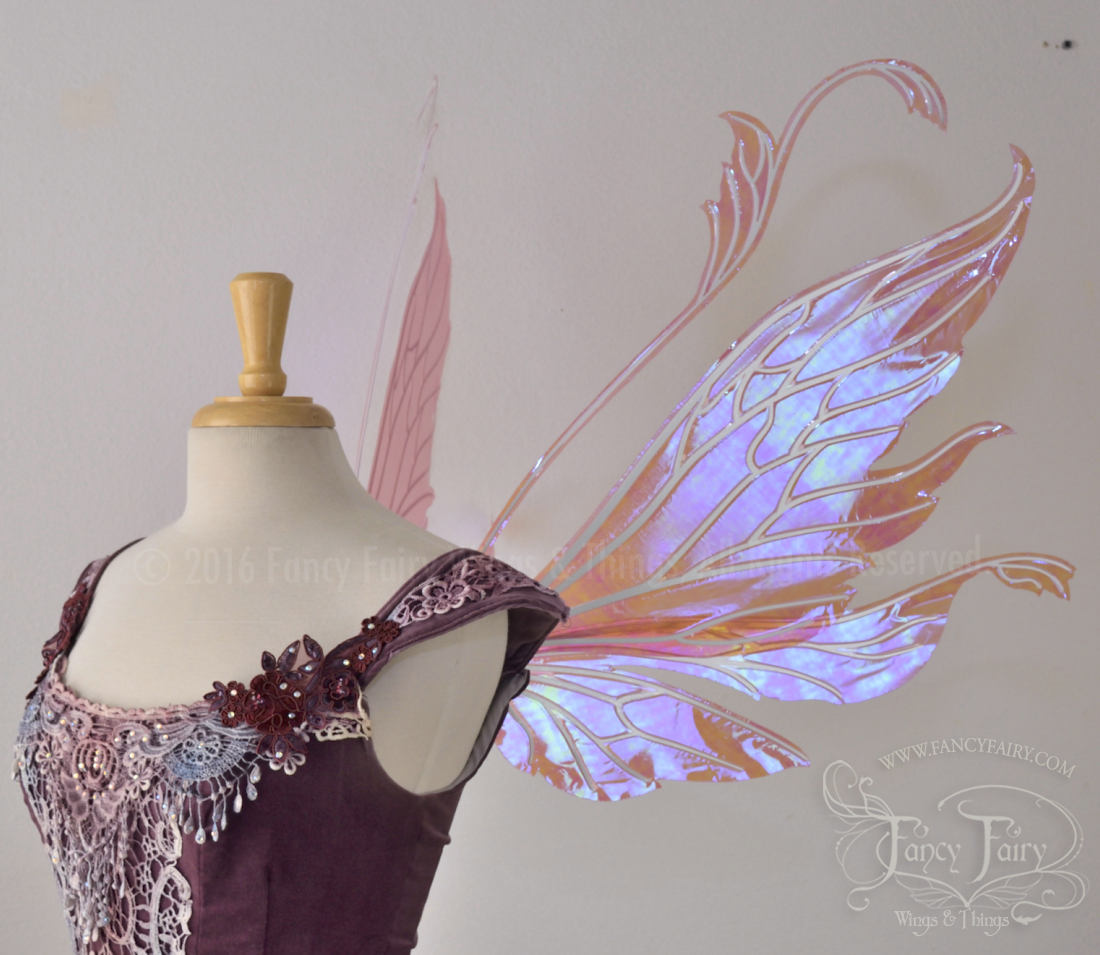 Vivienne Iridescent Fairy Wings in Berry with Pearl veins