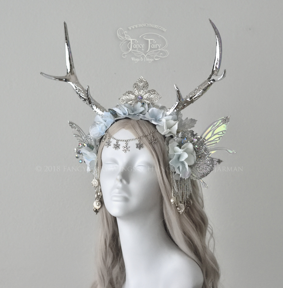 Silver Winter Crystal Faun Fairy Headdress