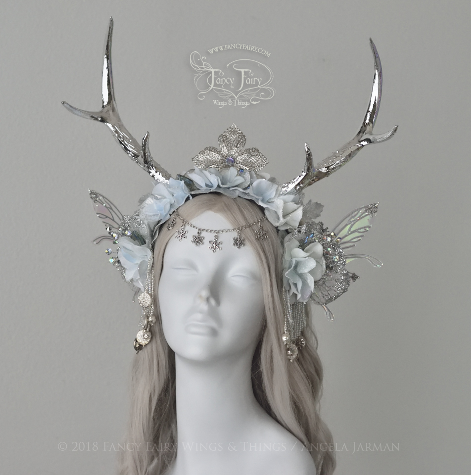 Silver Winter Crystal Faun Fairy Headdress