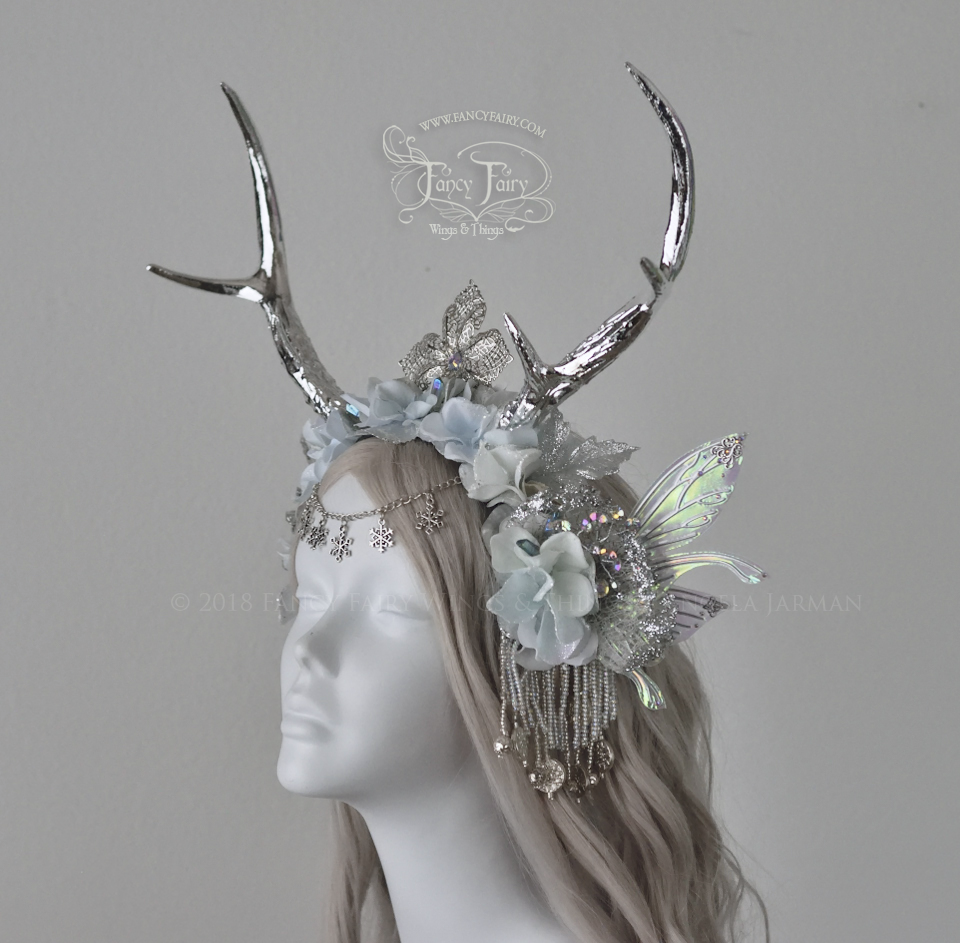 Silver Winter Crystal Faun Fairy Headdress