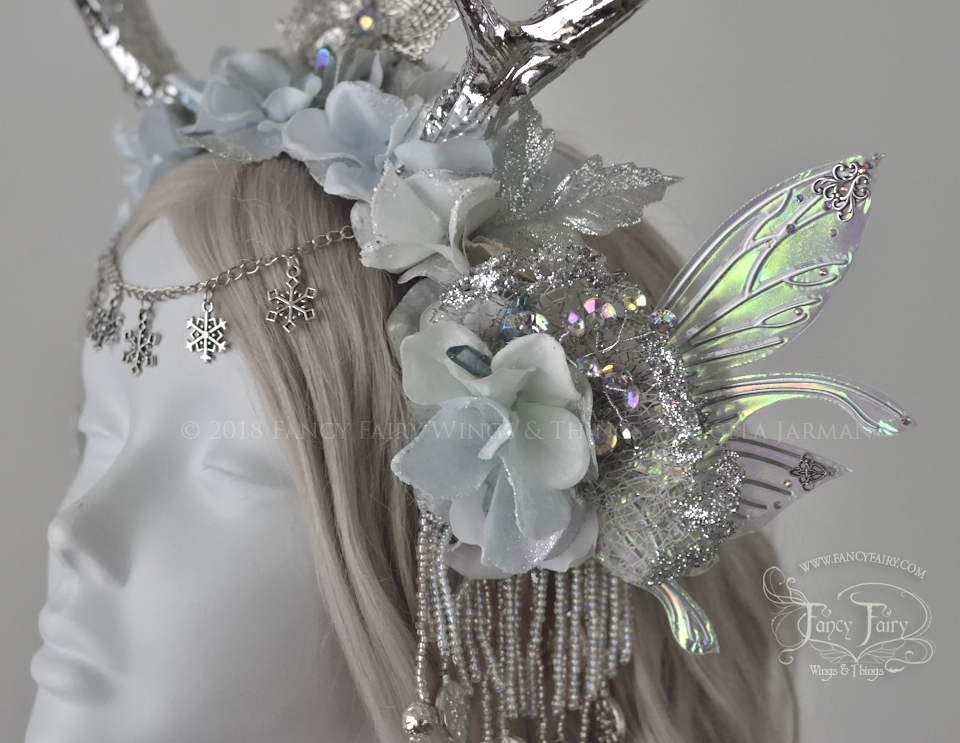 Silver Winter Crystal Faun Fairy Headdress