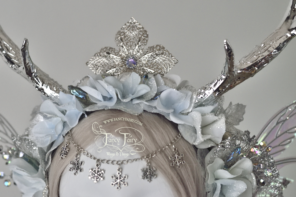 Silver Winter Crystal Faun Fairy Headdress