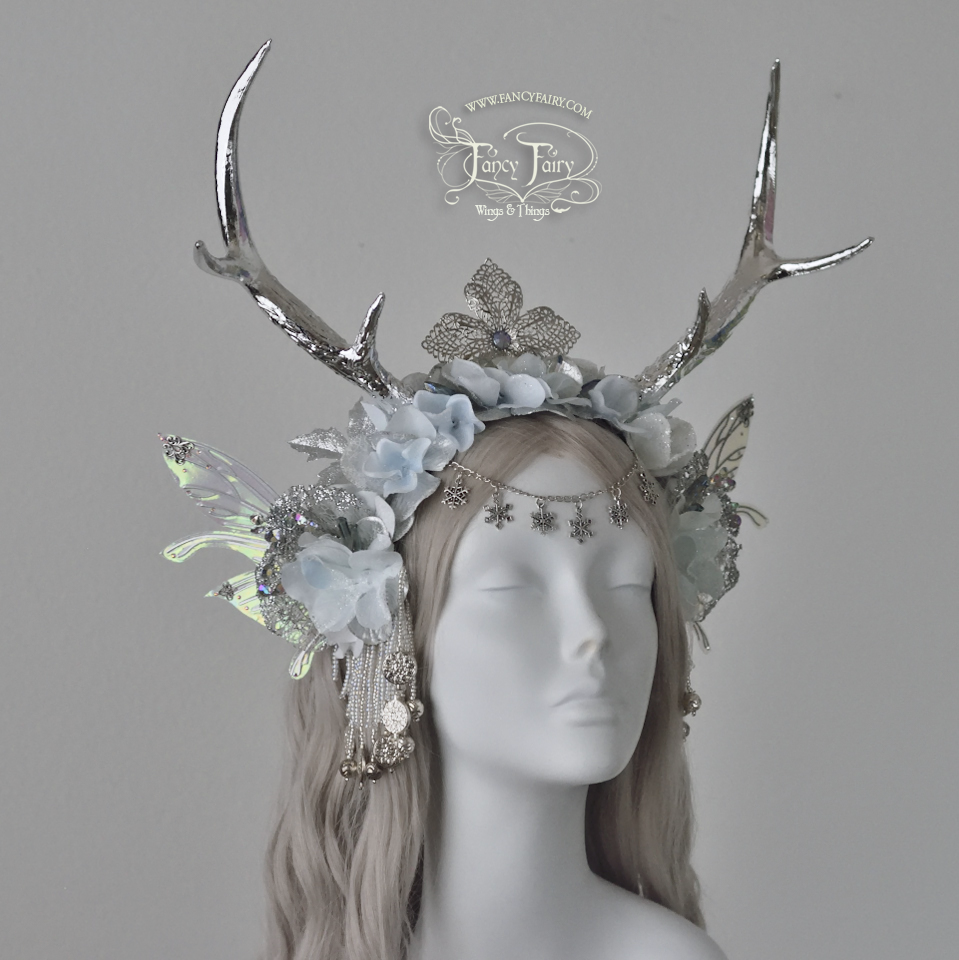 Silver Winter Crystal Faun Fairy Headdress