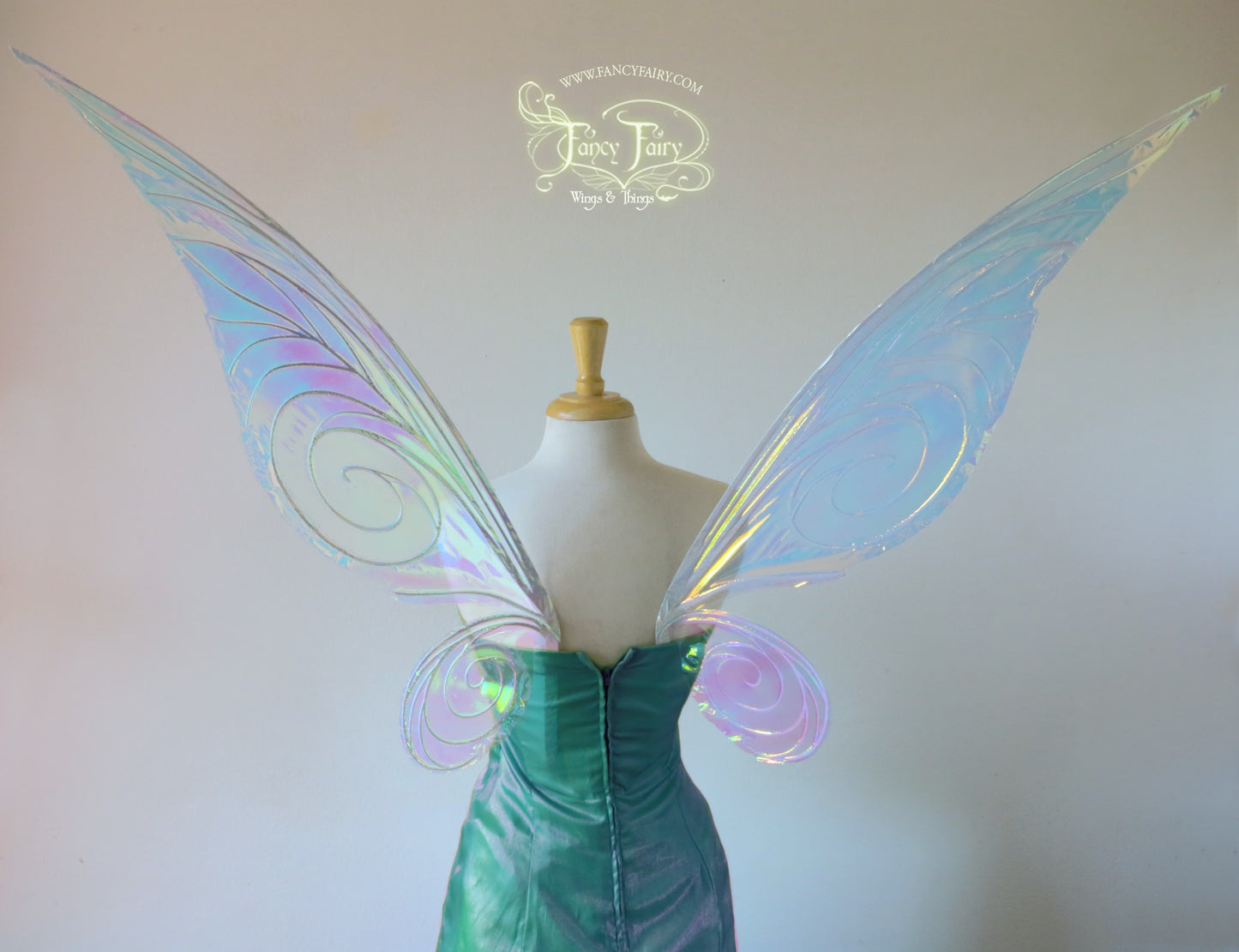 Extra Large Silvermist Iridescent Fairy Wings in Clear with Pearl veins