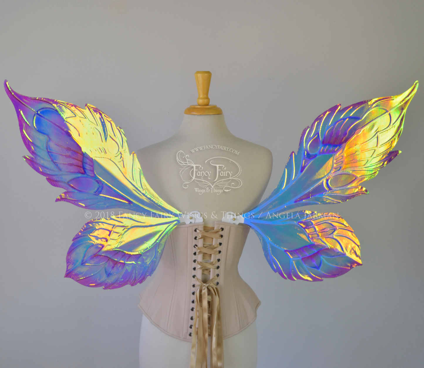 Sintra 'Peacock #2' Iridescent Convertible Fairy Wings with White veins