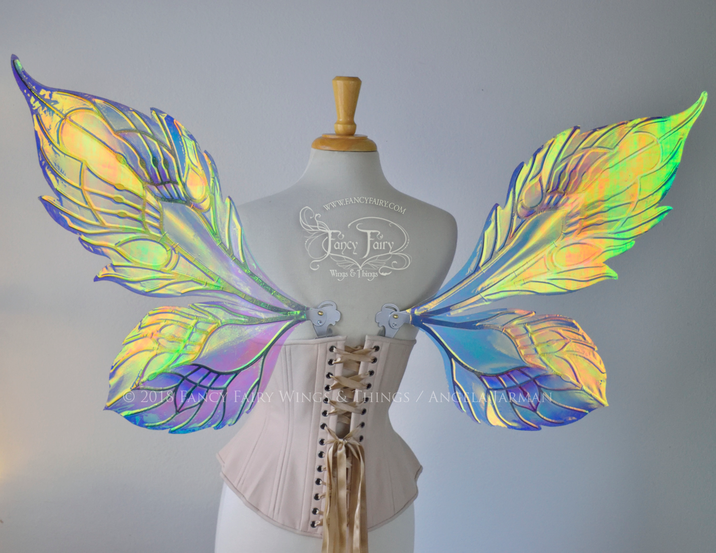 Sintra 'Peacock' Iridescent Convertible Fairy Wings with Silver veins