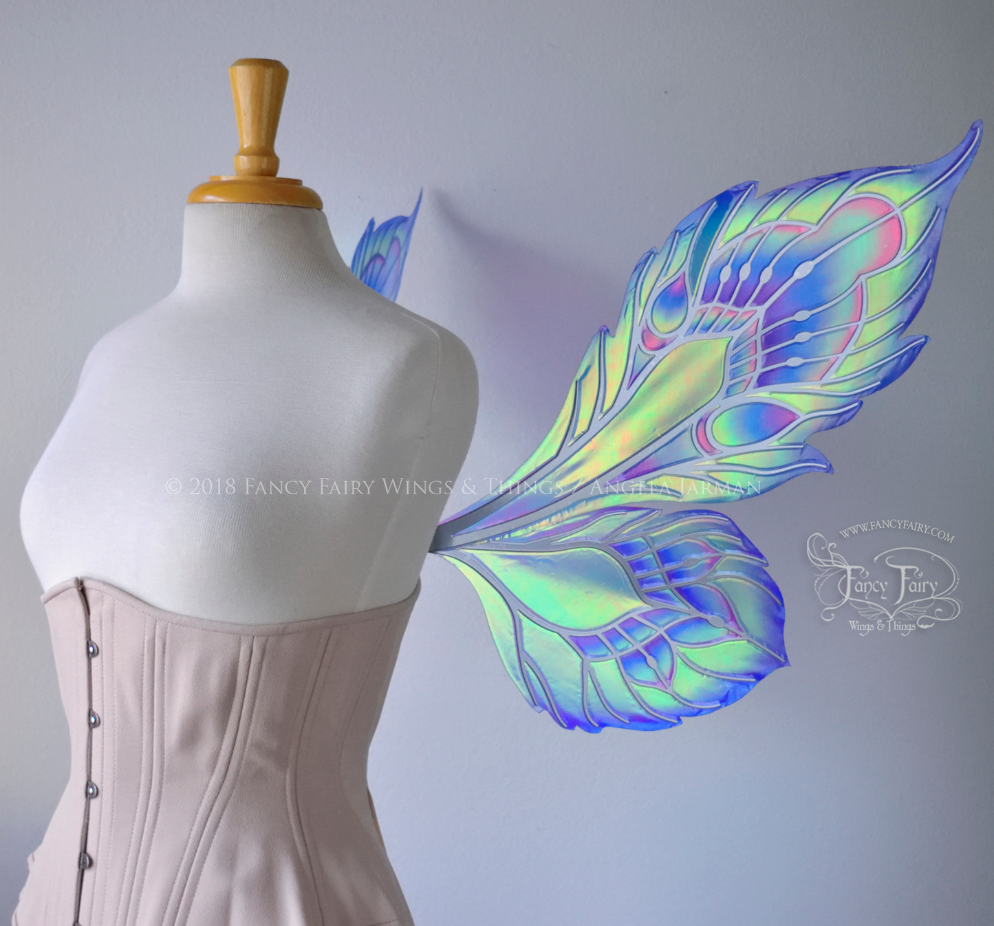 Sintra 'Peacock' Iridescent Convertible Fairy Wings with Silver veins