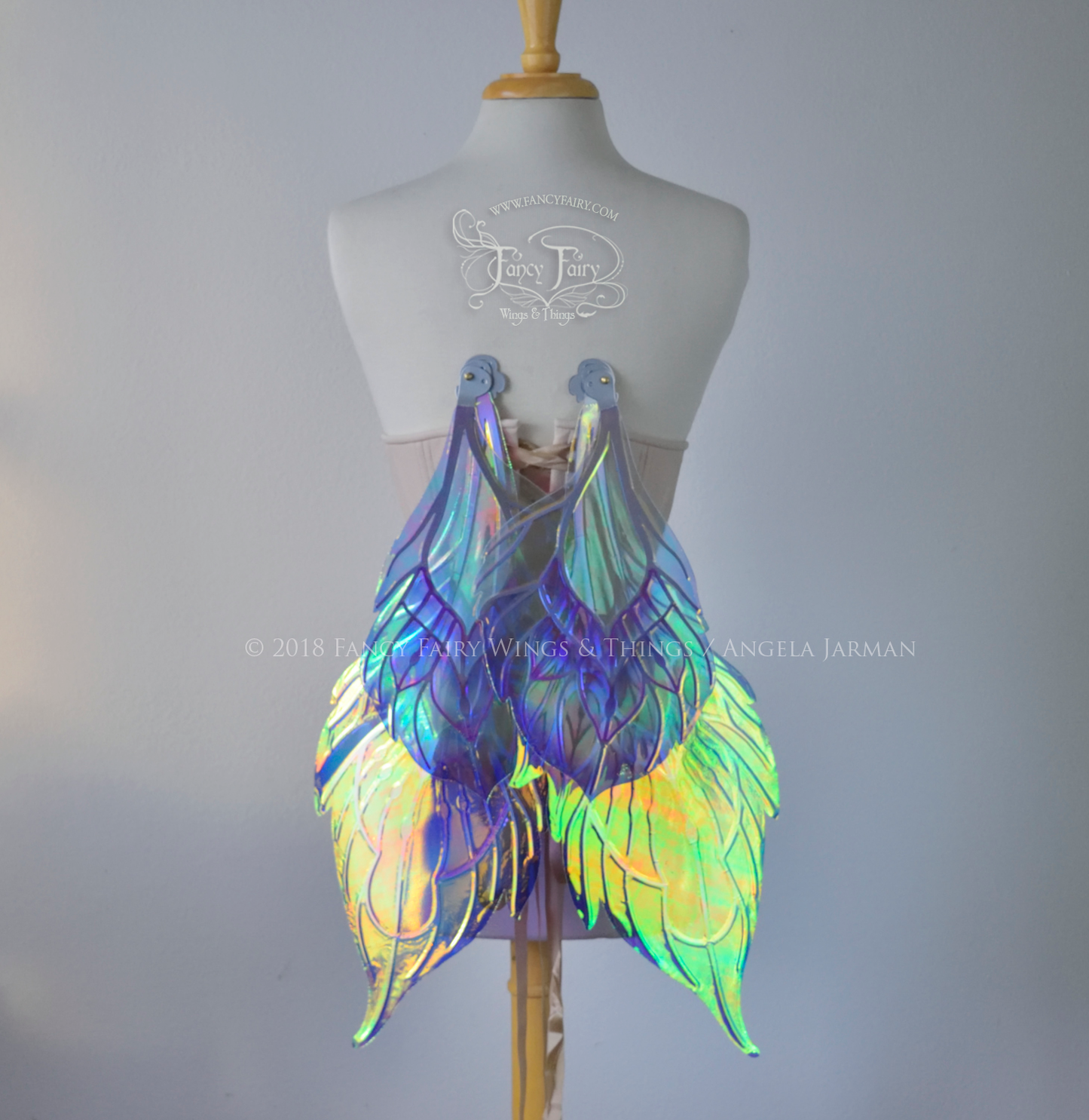 Sintra 'Peacock' Iridescent Convertible Fairy Wings with Silver veins