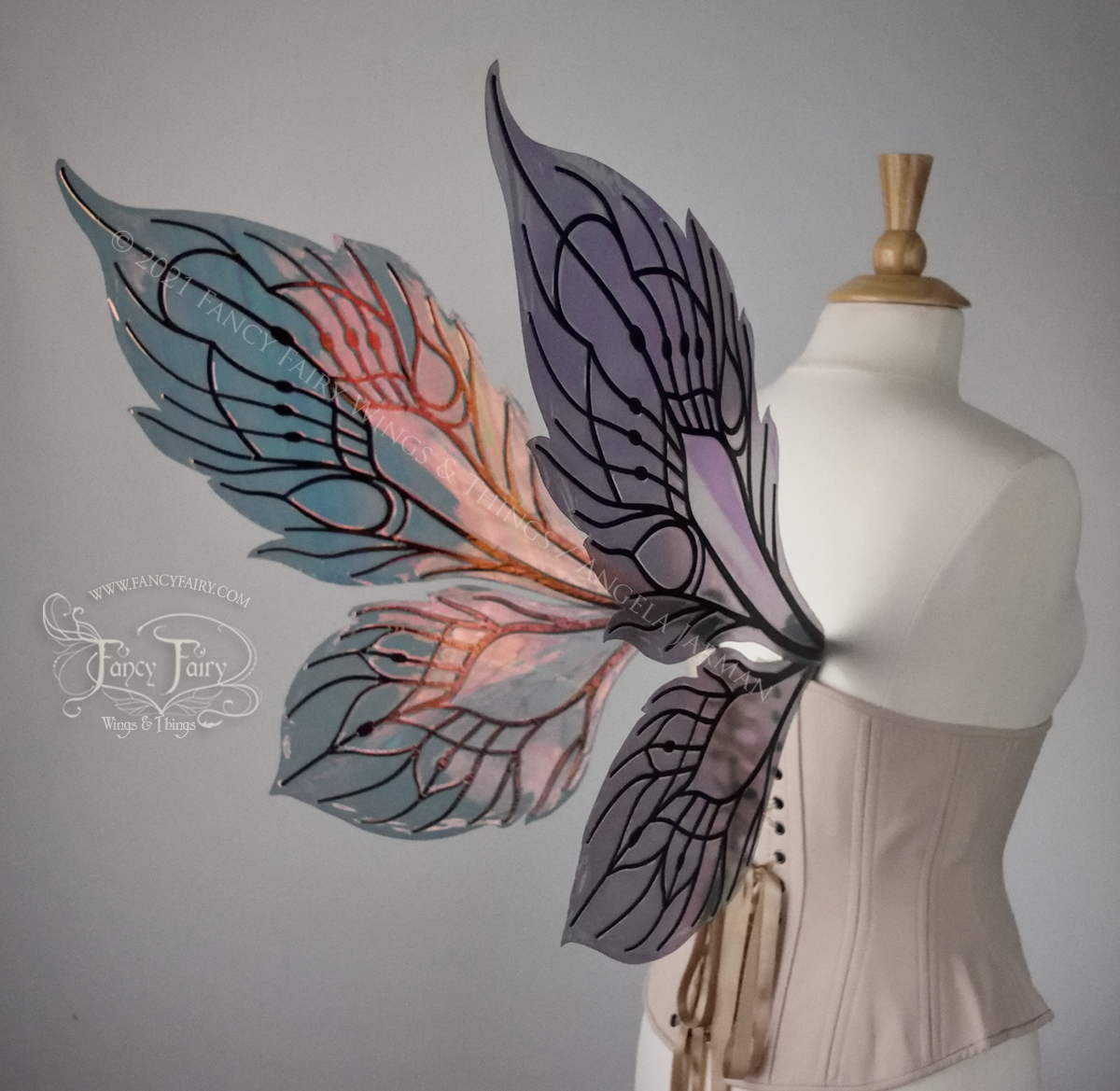 Sintra Iridescent Convertible Fairy Wings in Poison Apple with Black veins