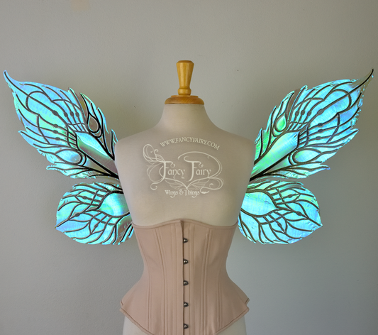 Sintra Iridescent Convertible Fairy Wings in Absinthe with Black veins