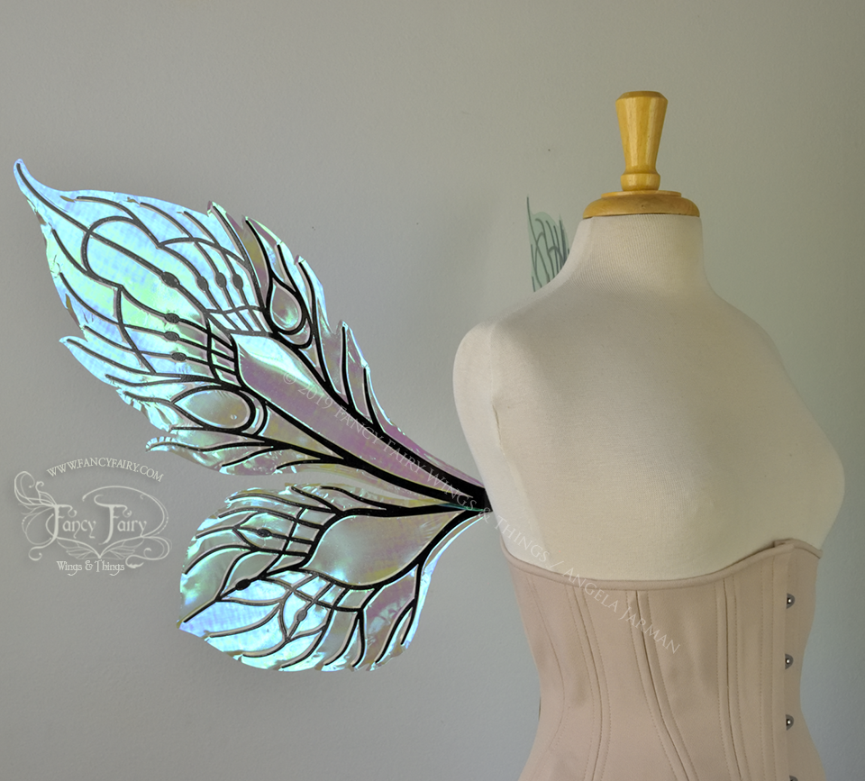 Sintra Iridescent Convertible Fairy Wings in Absinthe with Black veins