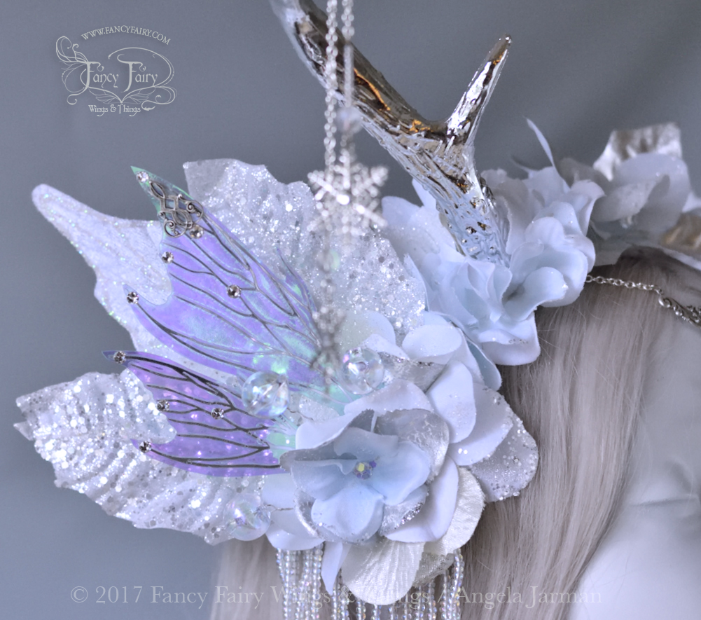 Ice Blue and Silver Winter Faun Fairy Headdress