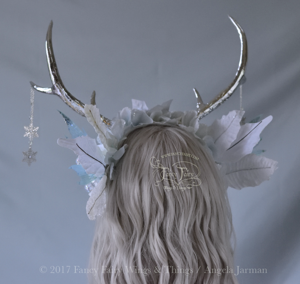 Ice Blue and Silver Winter Faun Fairy Headdress