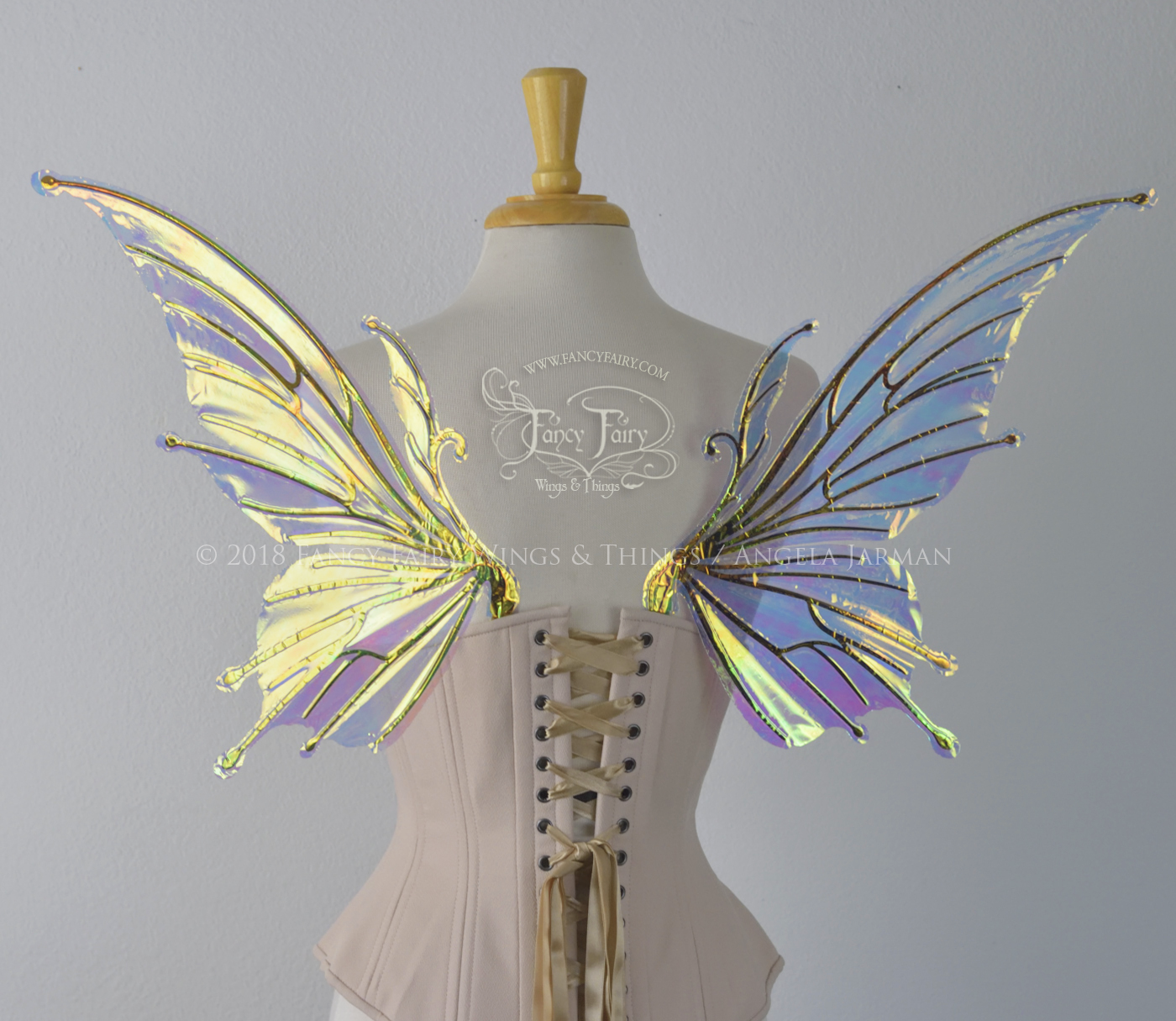 Small Flora Iridescent Fairy Wings in Clear Diamond Fire with Black veins