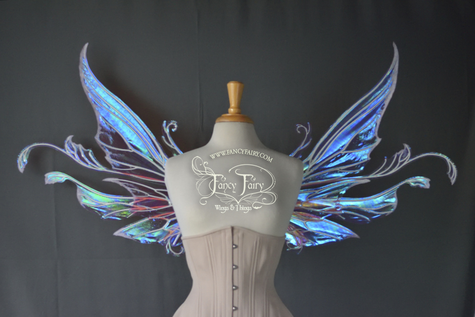 Serena / Vivienne "Snowblossom" Iridescent Fairy Wings in Berry with Pearl veins and Flocking